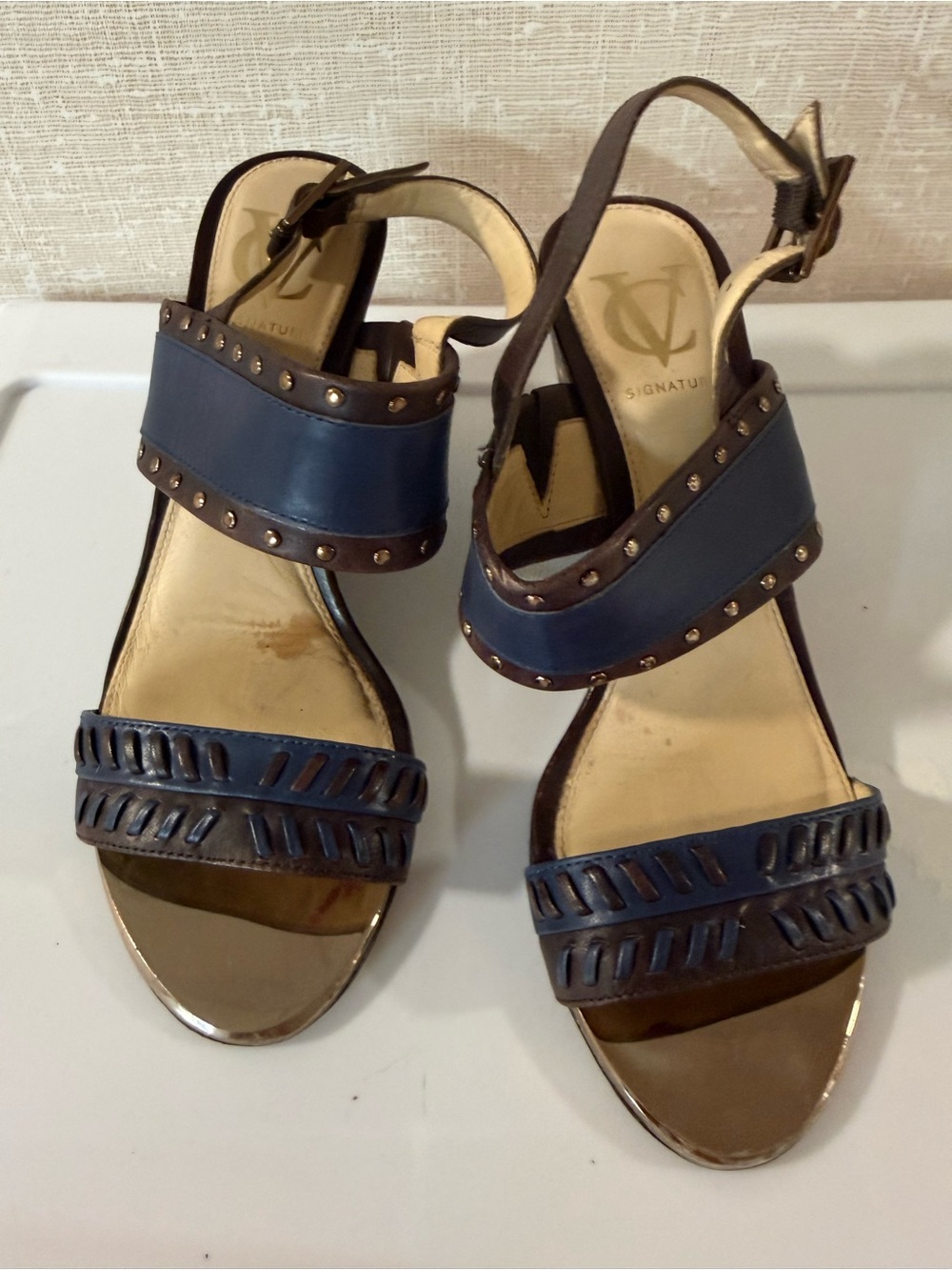 Vince Camuto Signature GUC Imperia Espresso Wedge Sandals 8M Snakeskin